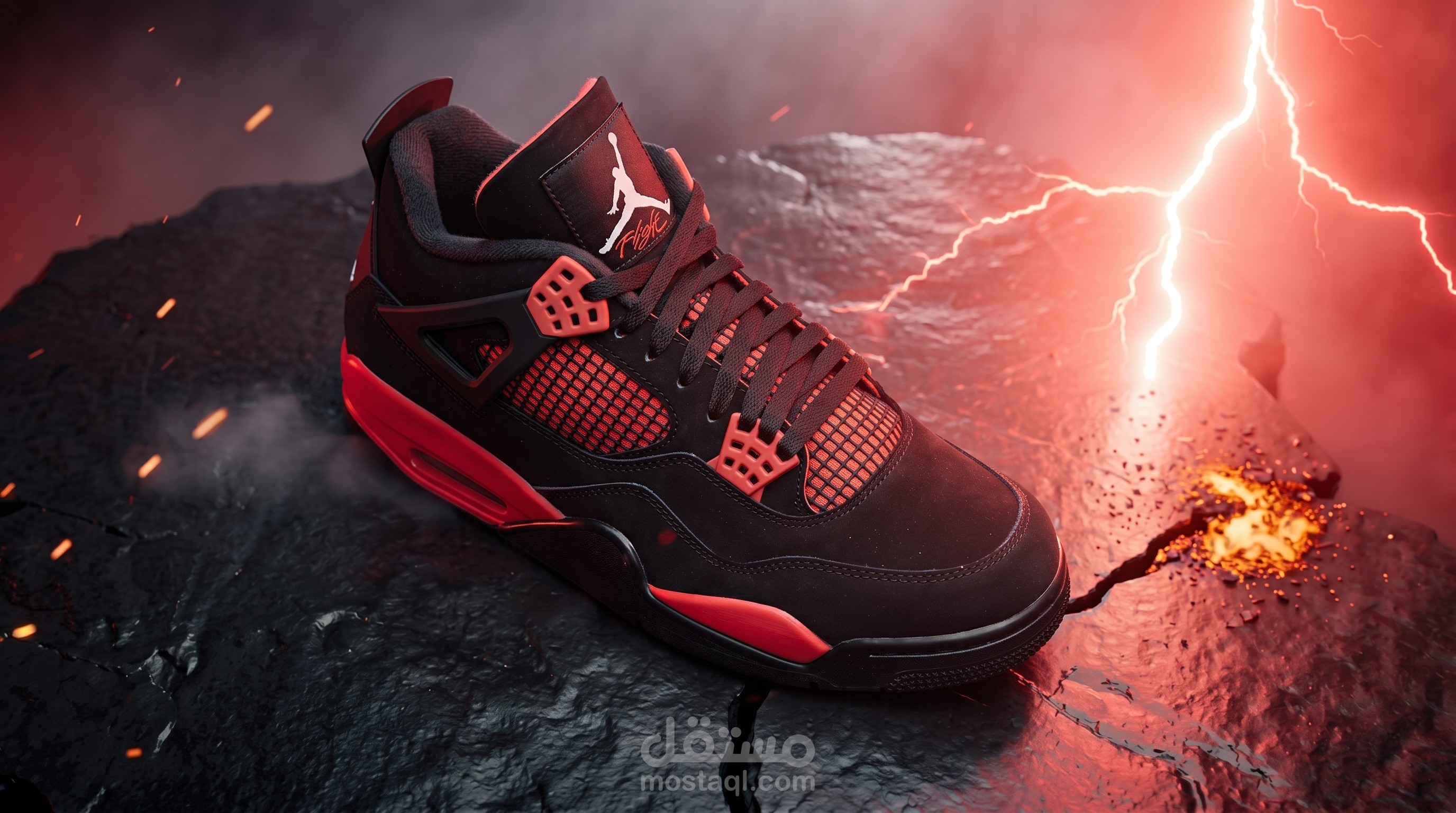 تصميم فيديو إعلاني سينمائي ثلاثي الأبعاد لحذاء جوردان (CGI Air Jordan 4 Red Thunder Commercial)