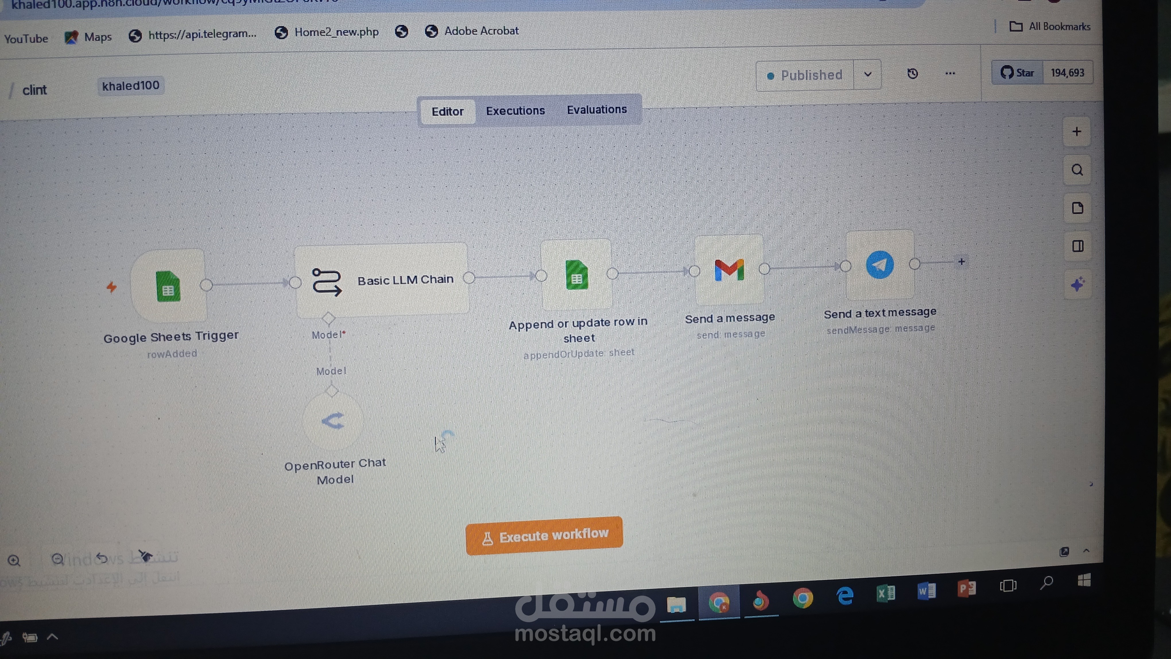 نظام أتمتة متكامل لمعالجة بيانات Google Sheets باستخدام الذكاء الاصطناعي