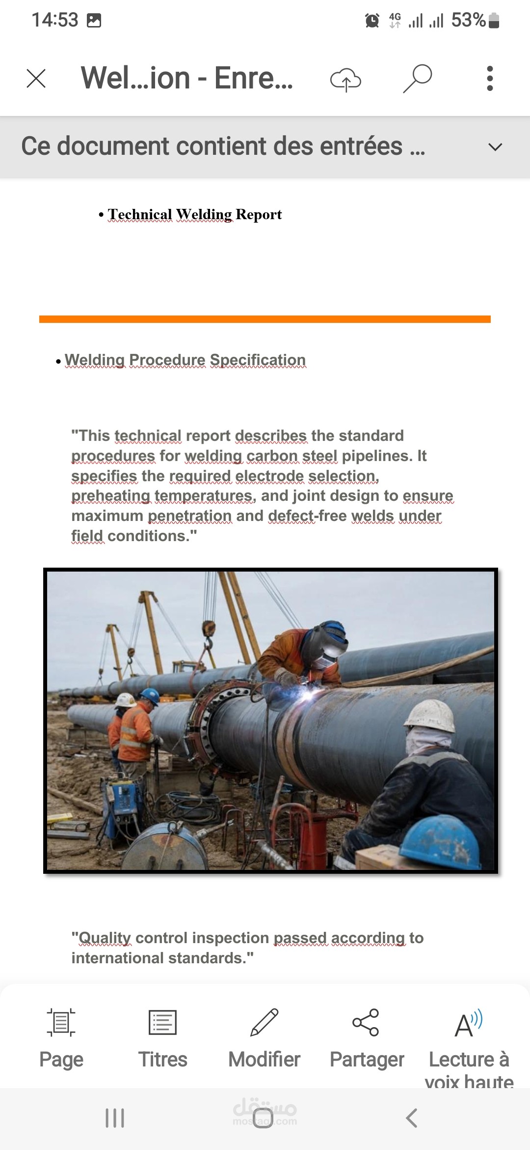 Welding Procedure Specification