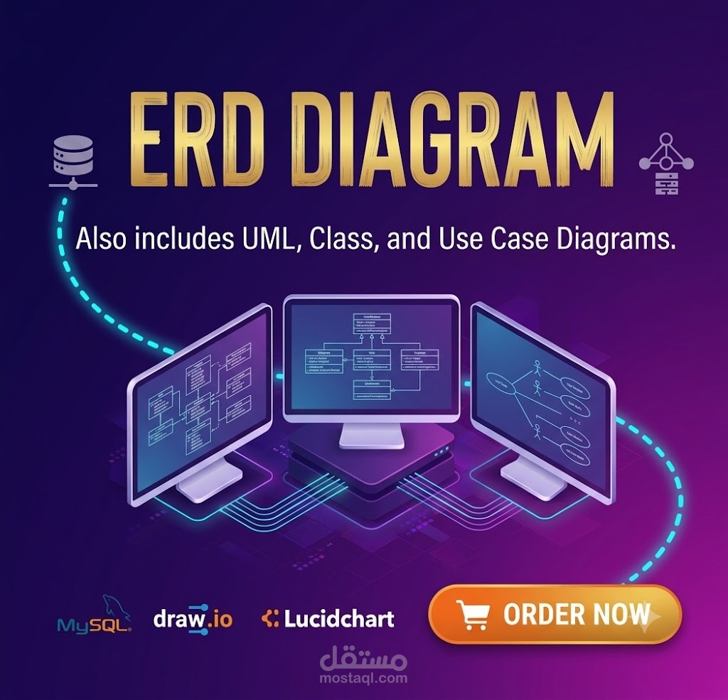 ERD احترافي وقاعدة بيانات جاهزة للعمل