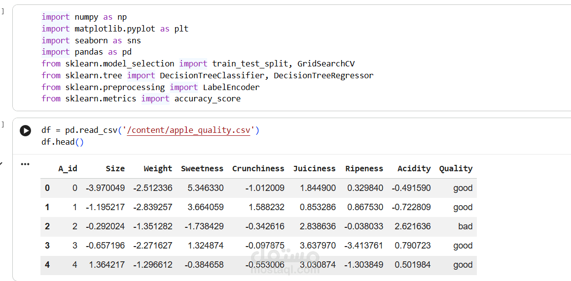 Apple Quality Classification using Machine Learning