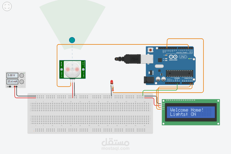 نظام استقبال ذكي وأتمتة إضاءة باستخدام Arduino