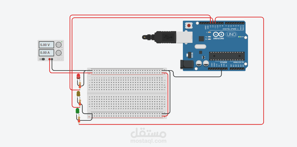 نظام محاكاة إشارة مرور ذكية باستخدام Arduino