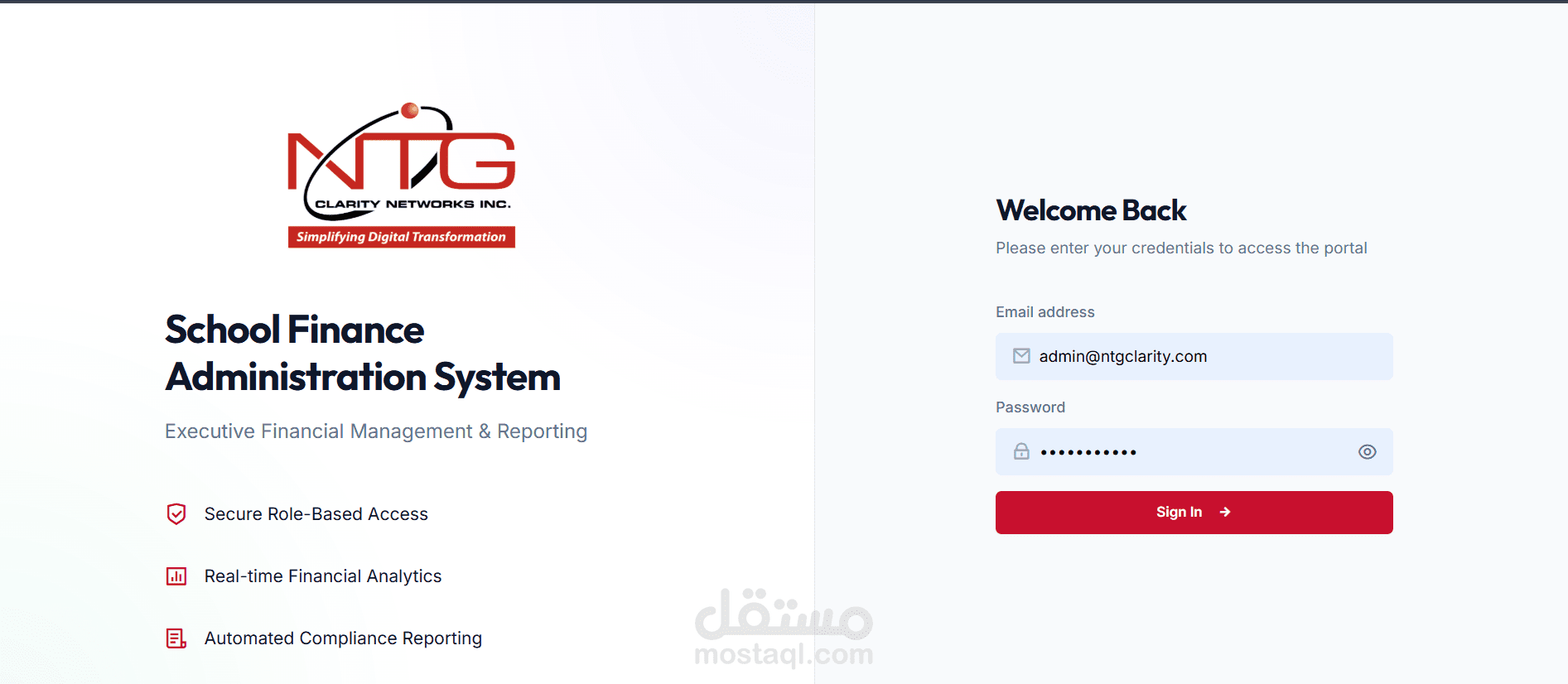 School Finance & Administration System for NTG Company