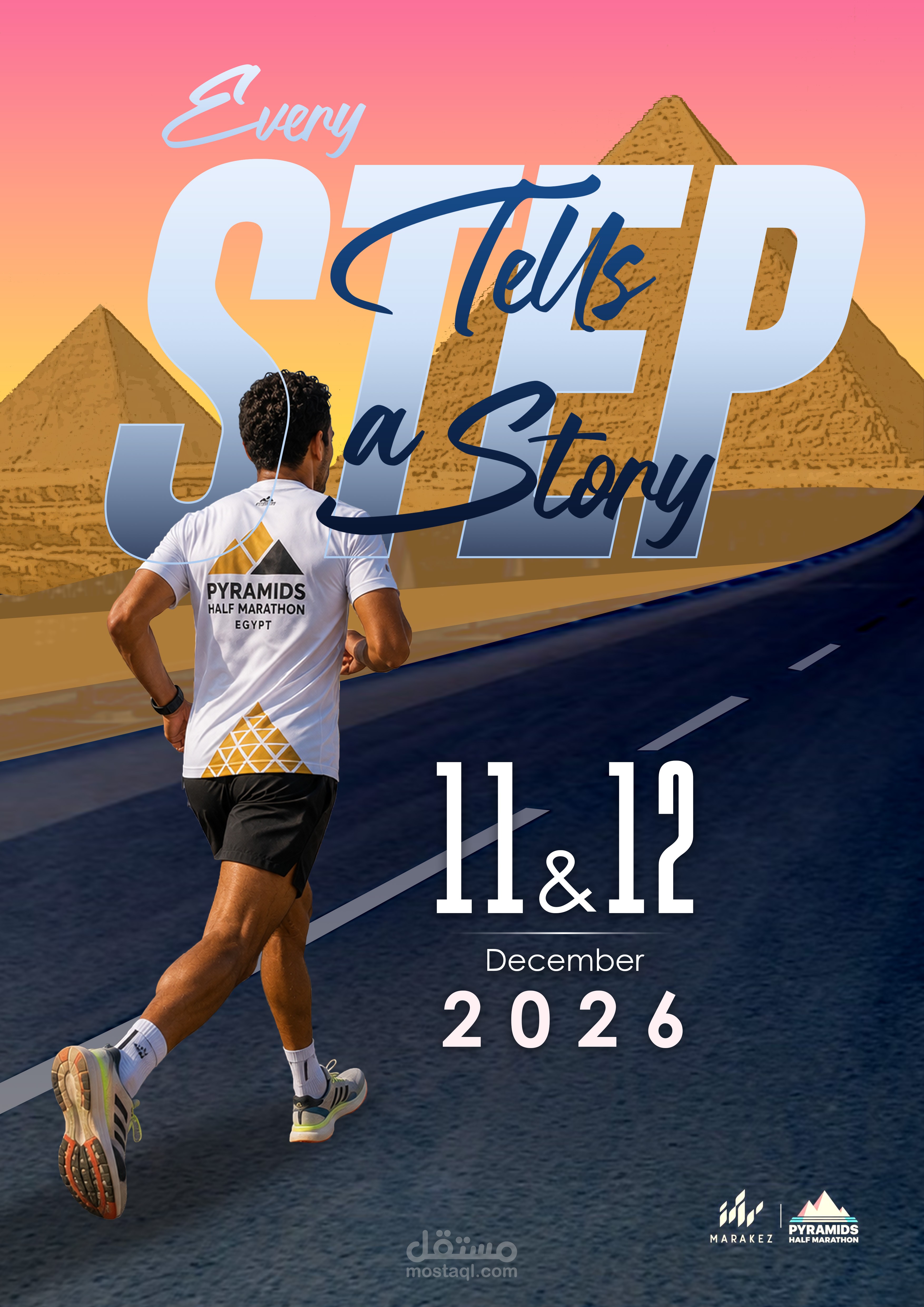 بوستر إعلاني لماراثون Pyramids Half Marathon