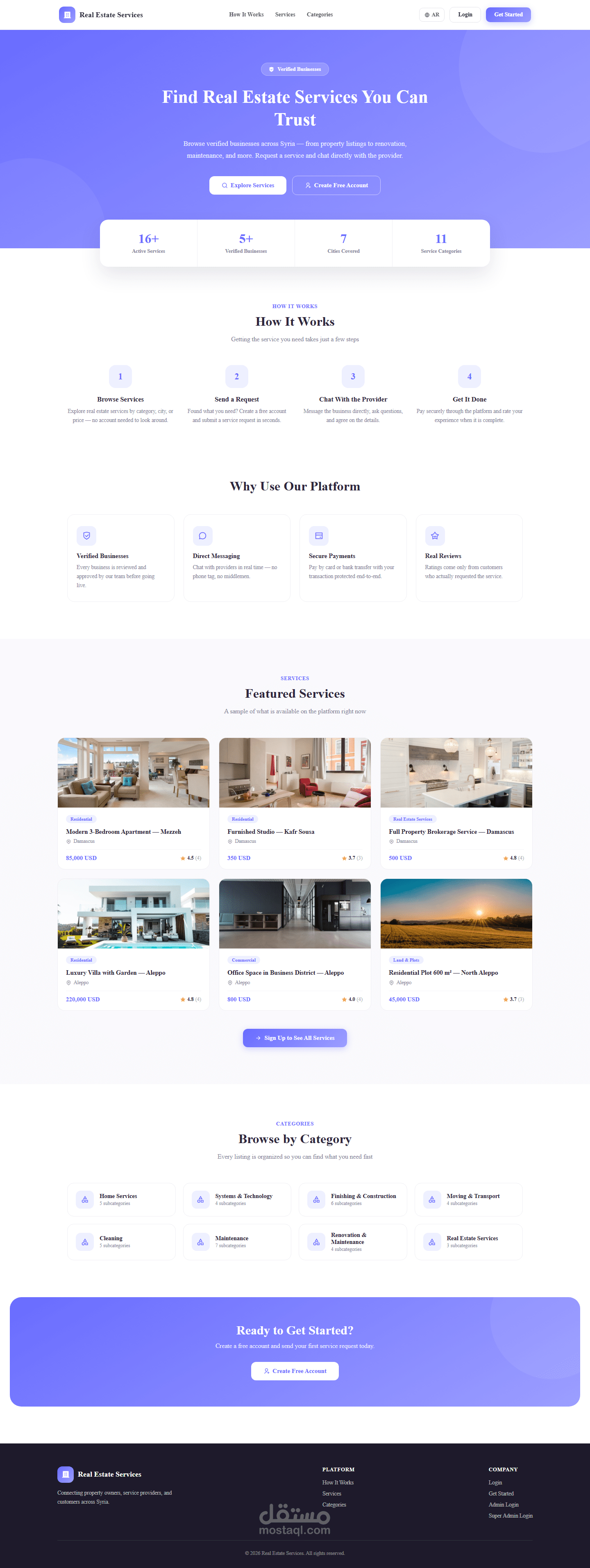 منصة خدمات عقارية — Laravel REST API