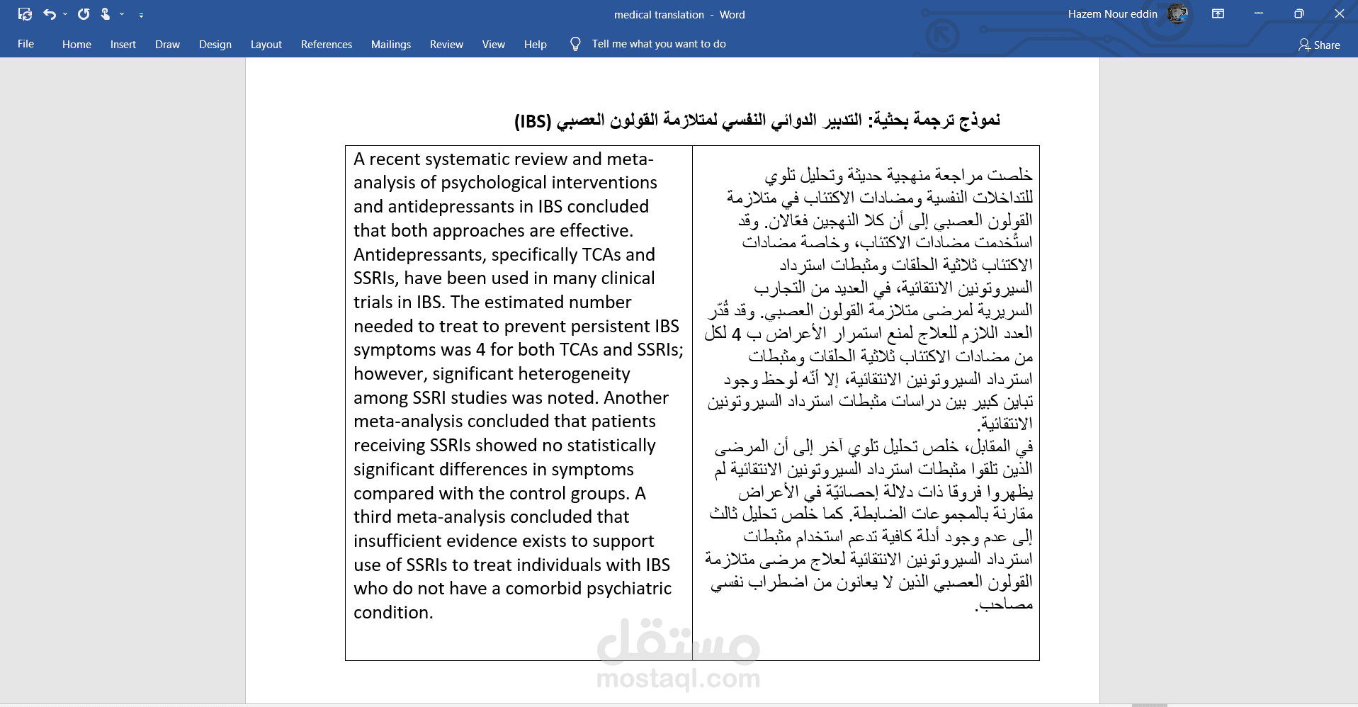 نموذج في الترجمة الطبية والبحثية والتفريغ السريري (Clinical Dictation & Meta-Analysis)