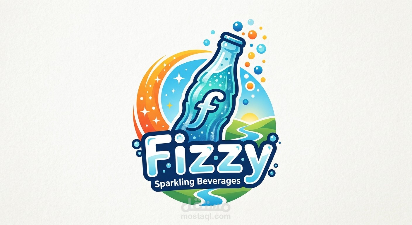 تصميم هوية بصرية كاملة وصياغة محتوى تسويقي لشركة مشروبات "Fizzy".