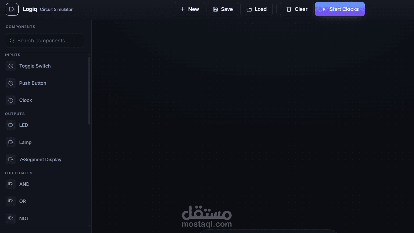 عنوان العمل: محاكي الدوائر المنطقية الرقمية (Digital Logic Circuit Simulator)