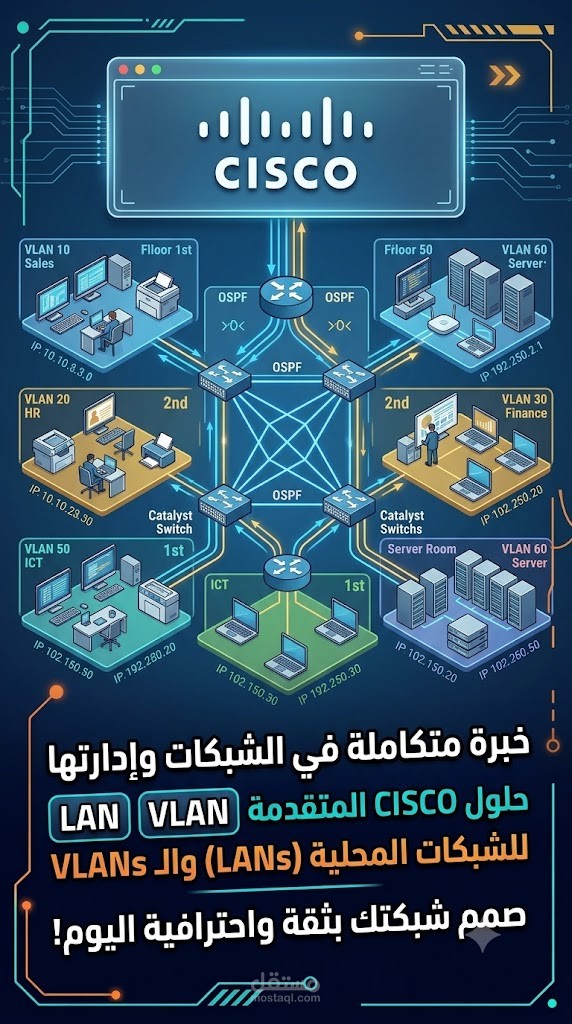 تصميم بنية تحتية شبكية متكاملة ومؤمنة للشركات الكبرى | Enterprise Network Architecture