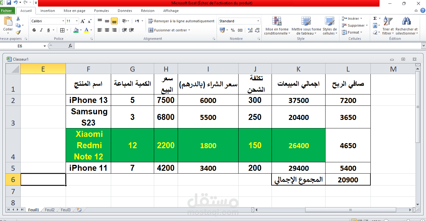 تصميم وتنسيق جداول بيانات مالية وإحصائية وتنظيمها على Excel
