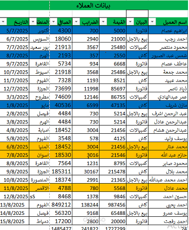 تنظيم وإدخال بيانات العملاء باستخدام Excel