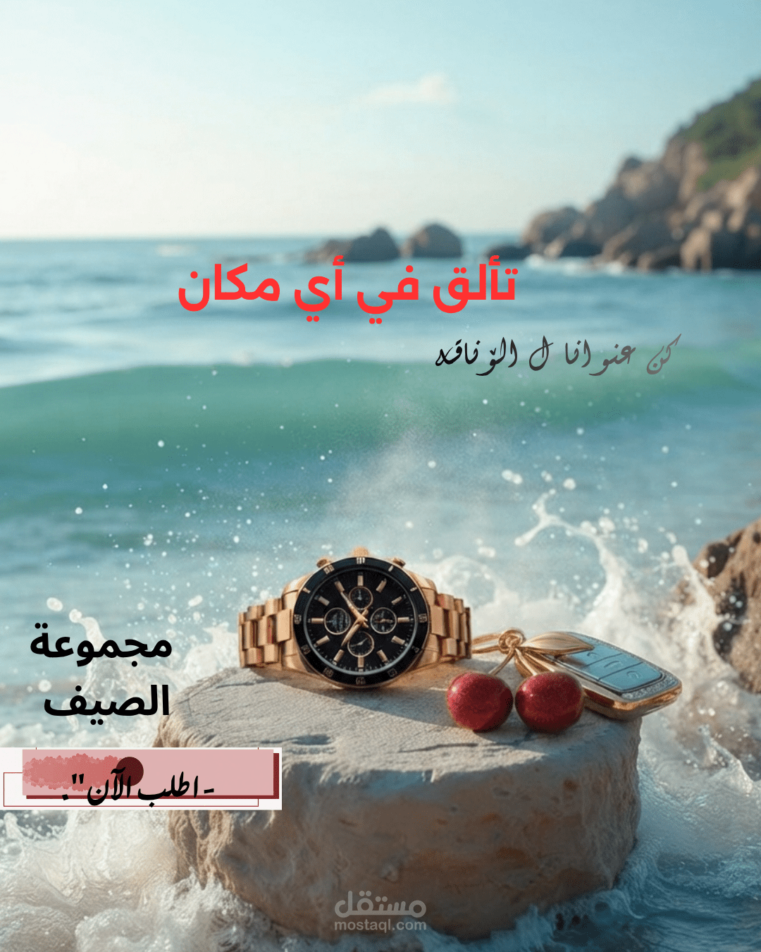تصميم إعلان ترويجي لمجموعة إكسسوارات فاخرة (ساعة