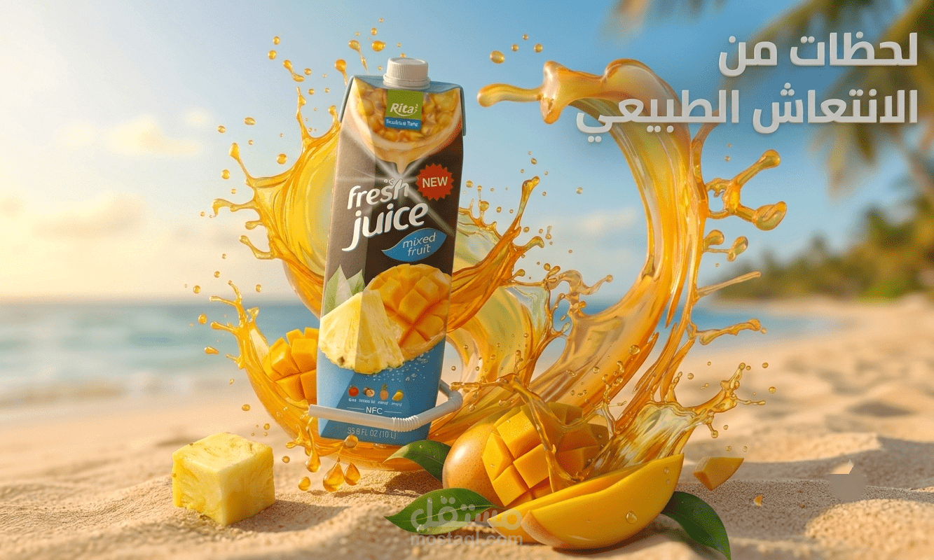 تصميم بوستر إعلاني منعش لعصير fresh juice