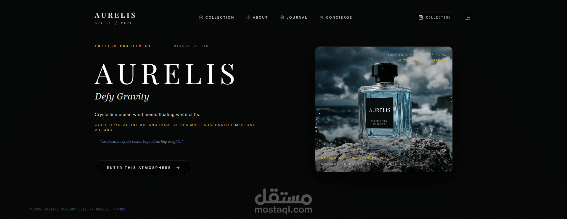 تطوير تجربة مستخدم تفاعلية وجذابة لمتجر عطور فاخر (AURELIS)