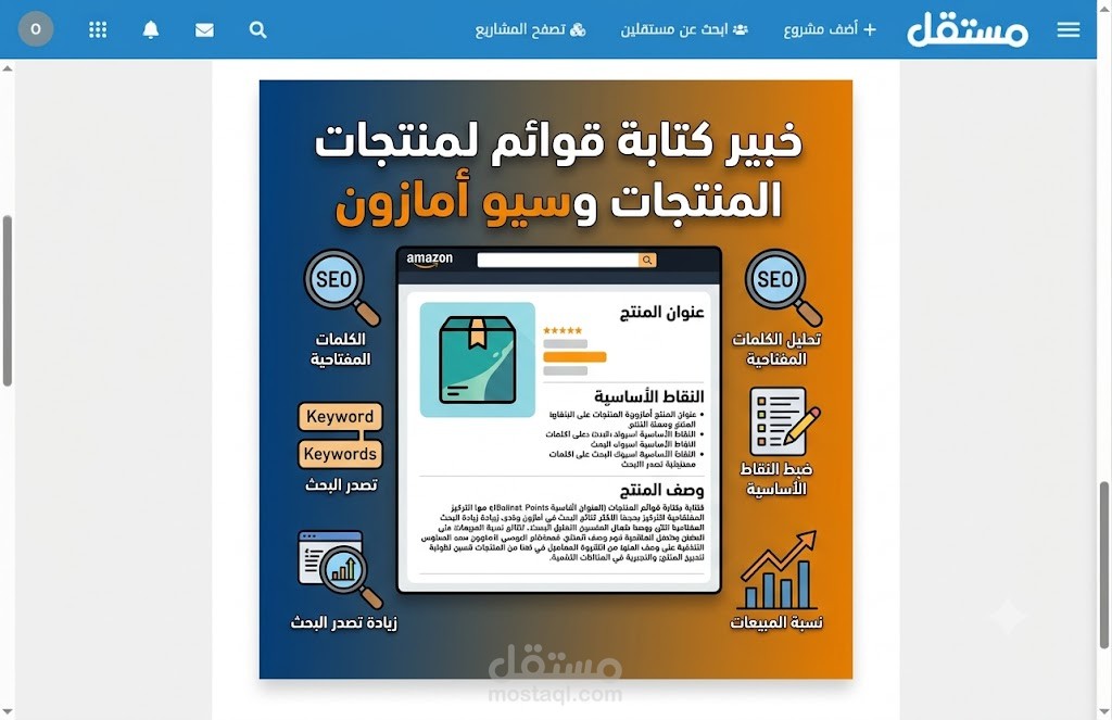 كتابة قوائم منتجات أمازون احترافية متوافقة مع السيو (Amazon Listing & SEO)
