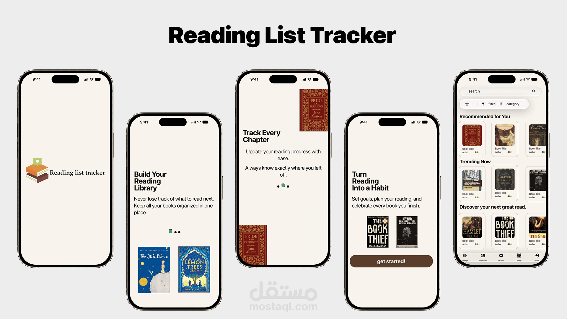 تصميم UI/UX لتطبيق متابعة وتنظيم القراءة – Reading List Tracker