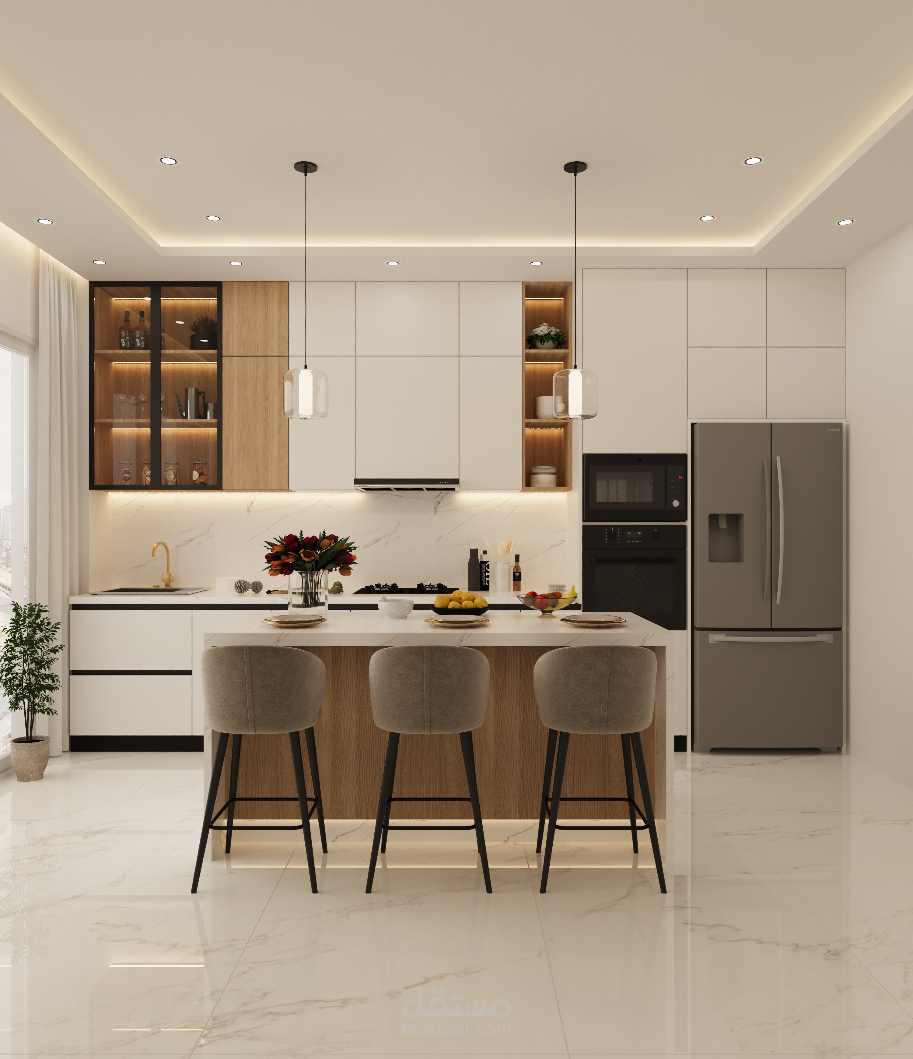 Photorealistic 3D Interior Rendering 3D Interior Design & Visualization 3D Interior Visualizer | 3ds Max & Corona Renderer Modern Interior Rendering Expert Architectural Visualization Specialist Kitchen & Living Room 3D n