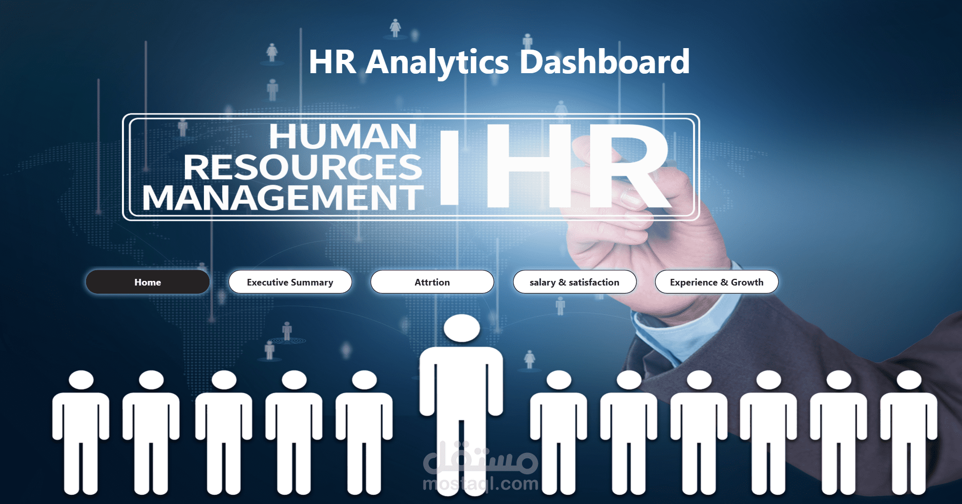 مشروع في مجال HR Analytics باستخدام Power BI يركز على تحليل دوران الموظفين وبناء Dashboards وتقارير تفاعلية تهدف إلى الإجابة على هذه الأسئلة ودعم اتخاذ القرار داخل إدارات الموارد البشرية.
