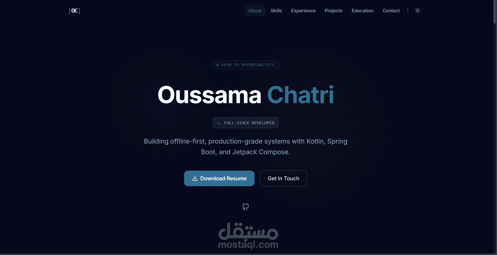 Portfolio شخصي احترافي لمهندس برمجيات Full-Stack