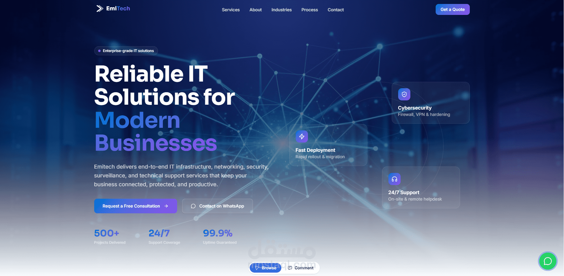 تصميم وتطوير موقع إلكتروني احترافي لشركة حلول تقنية (IT Solutions)