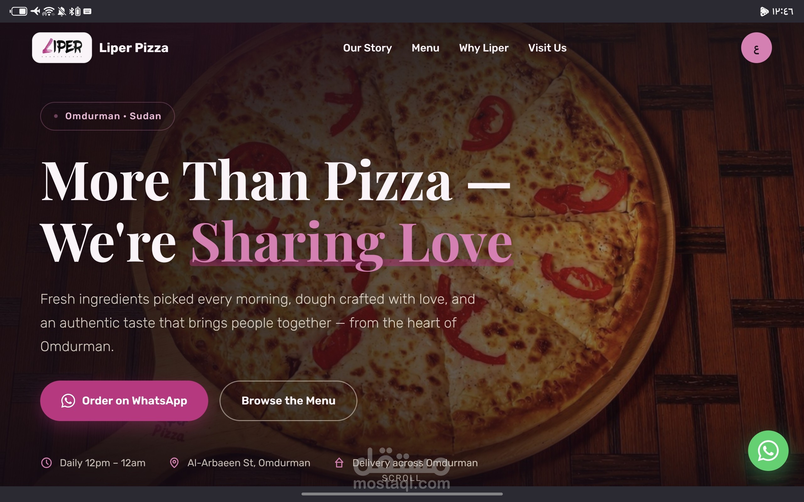 تصميم وتطوير موقع الكتروني لمطعم liper pizza