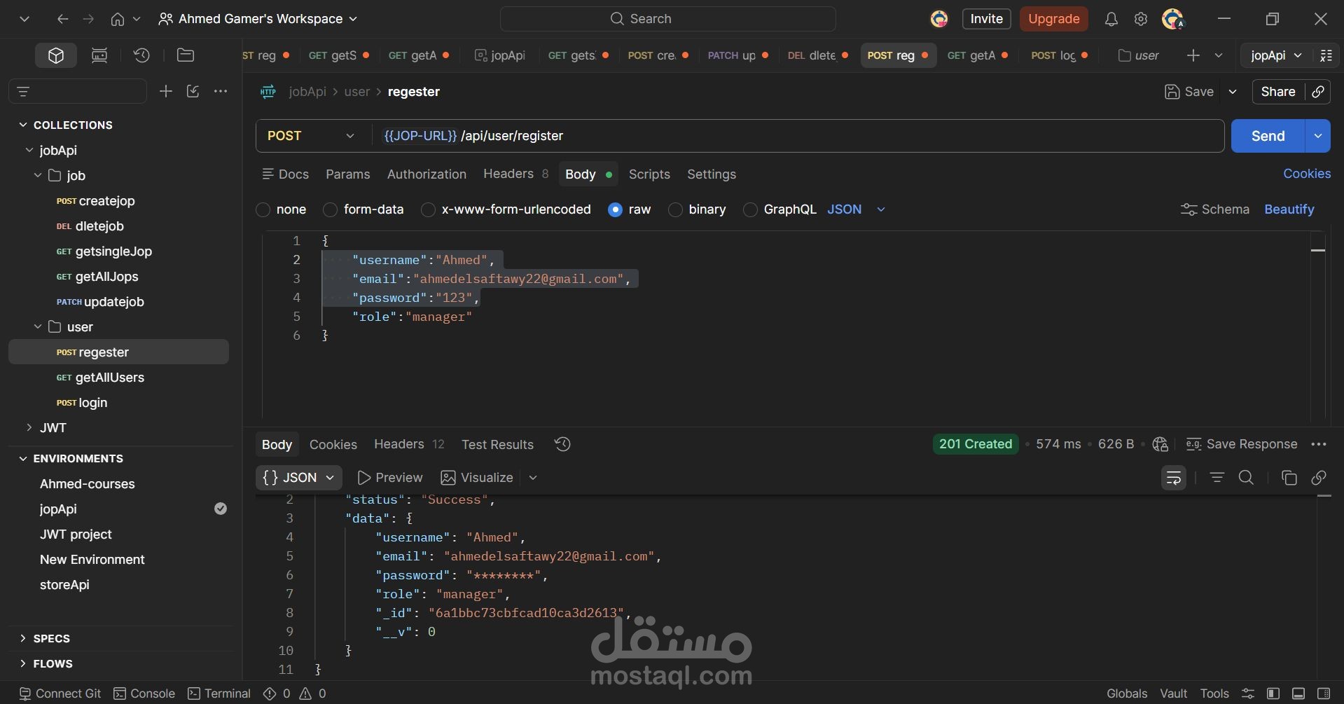 بناء واجهة برمجة تطبيقات (RESTful API) آمنة لإدارة منصات التوظيف | Node.js & JWT