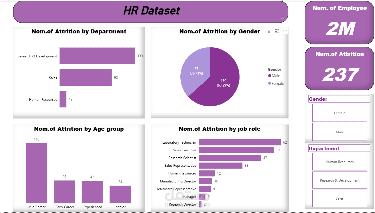 لوحة تحليل بيانات الموارد البشرية باستخدام Power BI