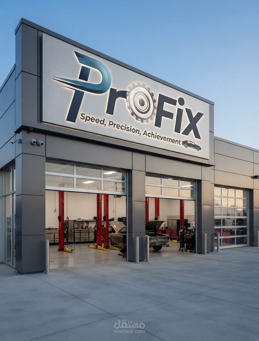 تصميم هوية بصرية كاملة لمركز صيانة سيارات (ProFix)