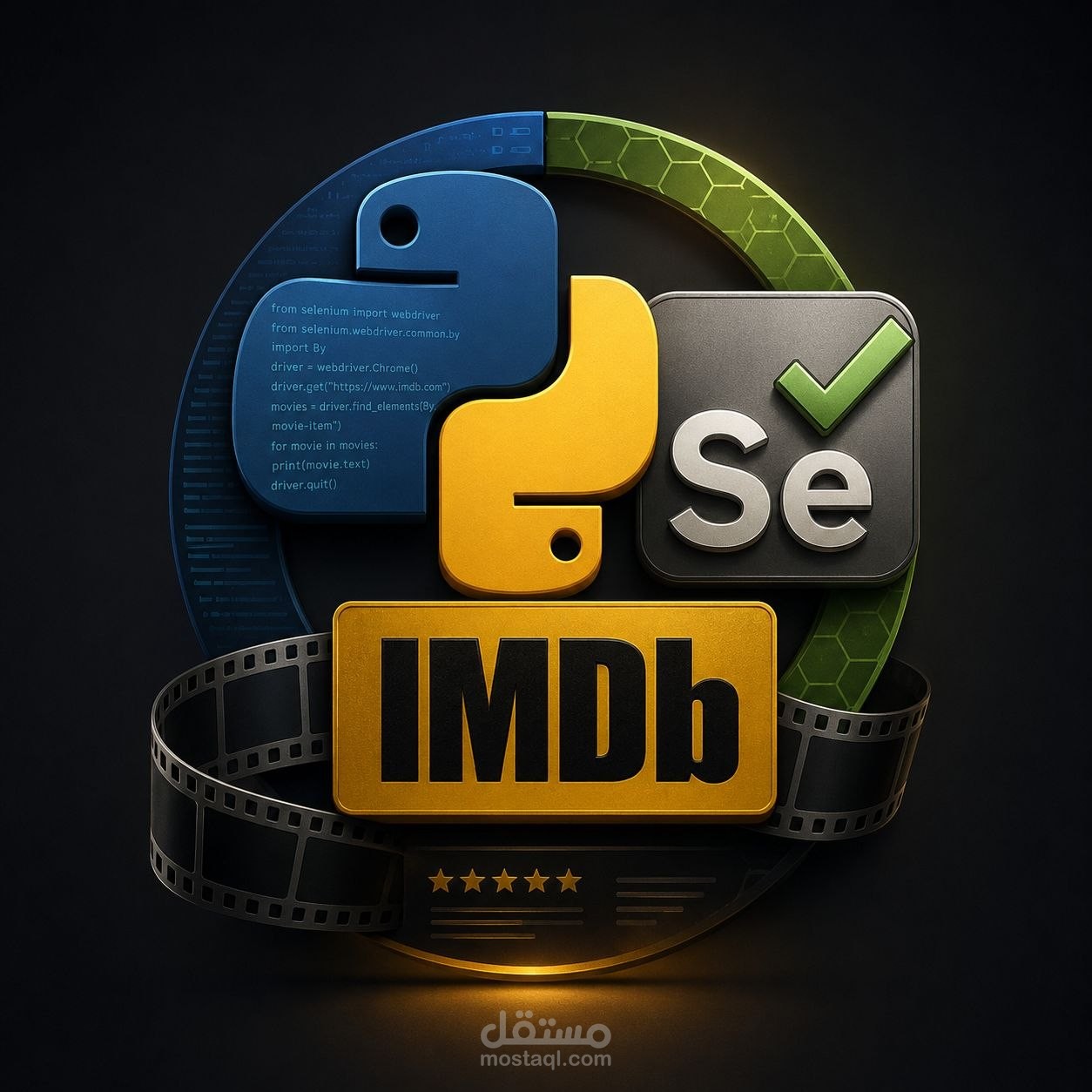 مشروع استخراج بيانات أفضل ٢٥٠ فيلمًا من موقع IMDb تلقائيًا باستخدام Python وSelenium