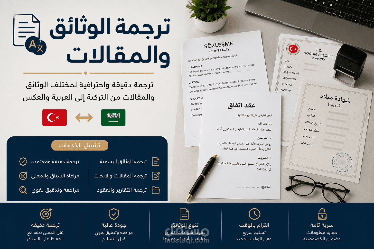 ترجمة احترافية من العربية إلى التركية – نص عام