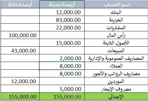 إعداد ميزان المراجعة بالأرصدة وتدقيق الحسابات (Excel)