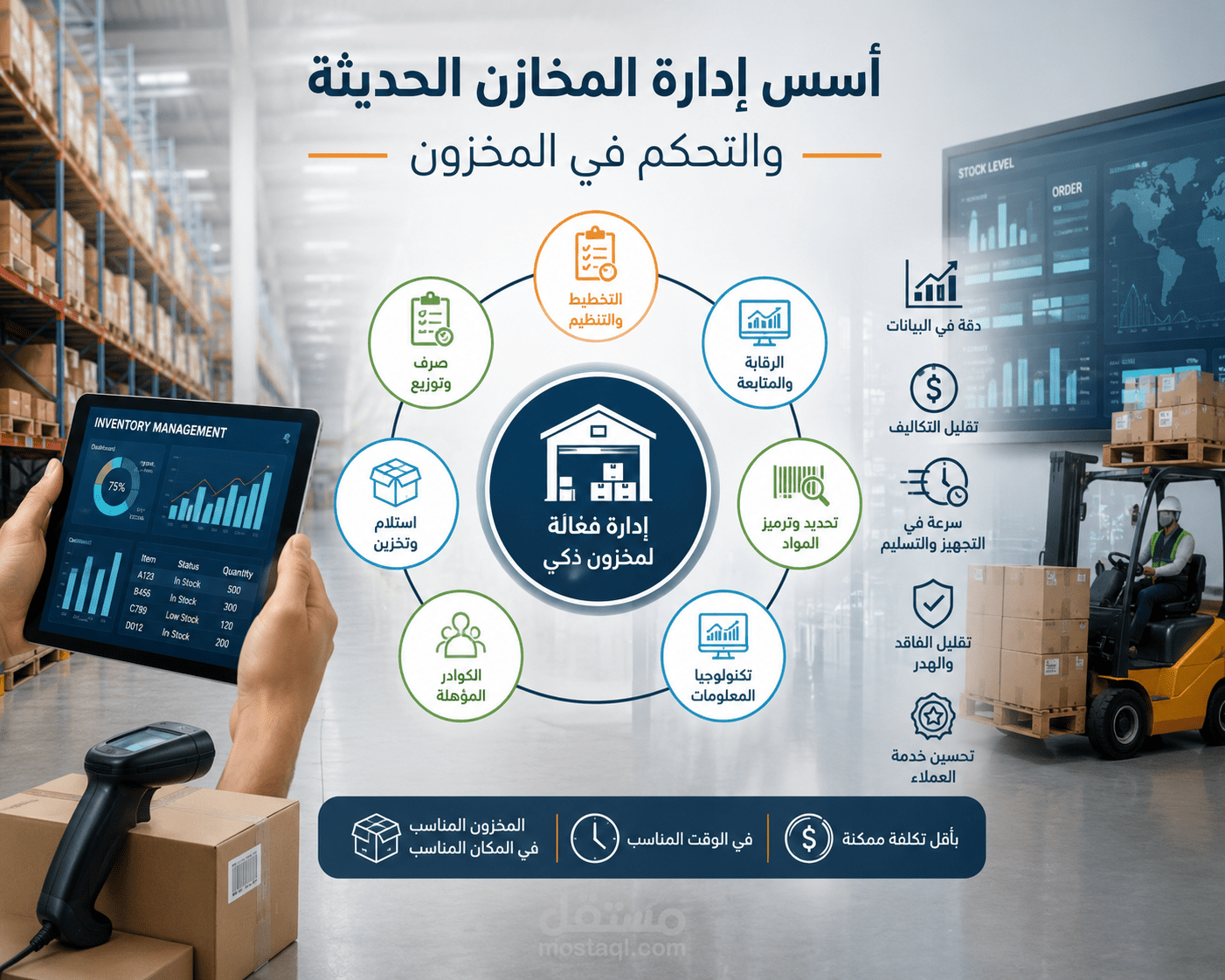أسس إدارة المخازن الحديثة والتحكم في المخزون