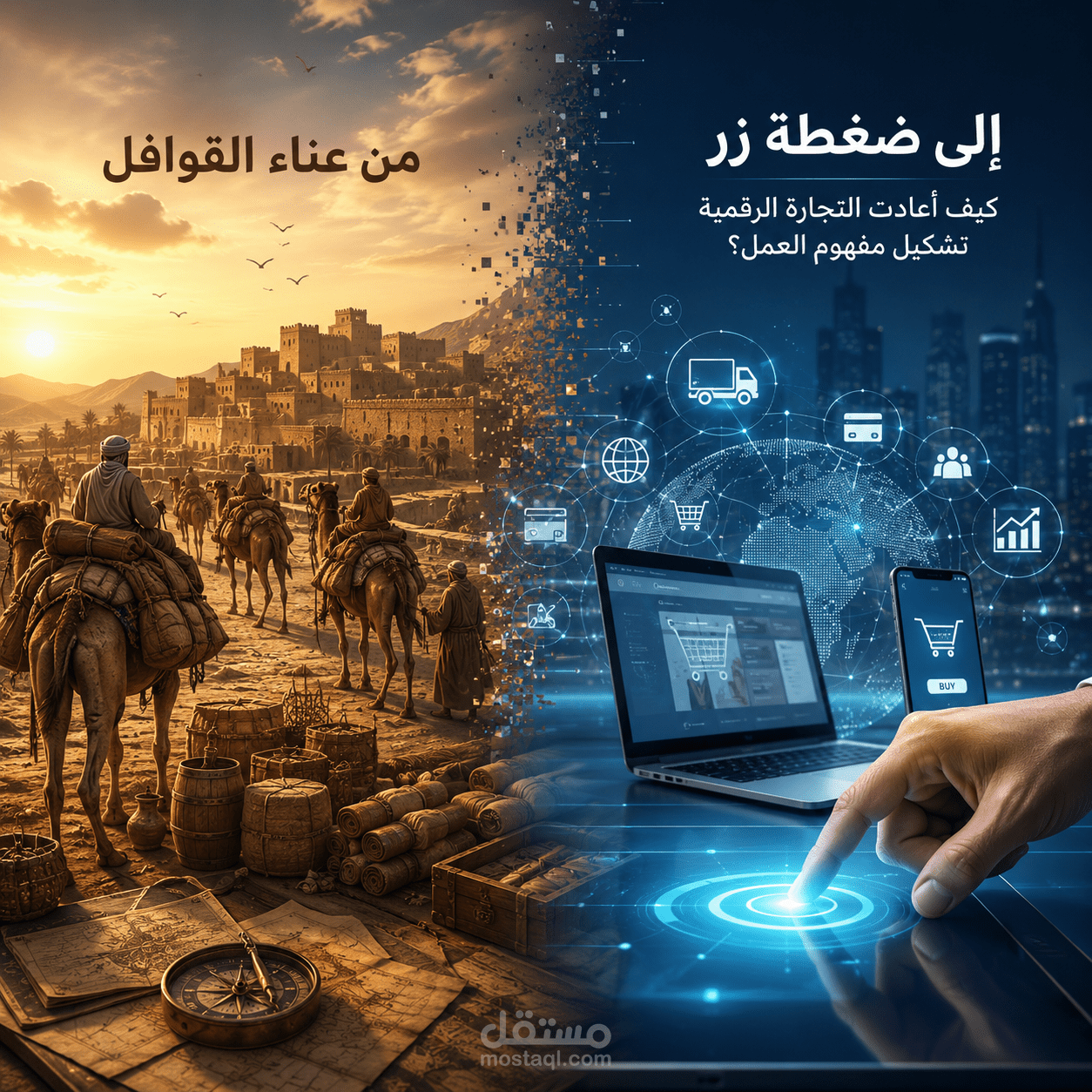 من عناء القوافل الى ضغطة زر:كيف أعادت التجارة الرقمية تشكيل مفهوم العمل؟