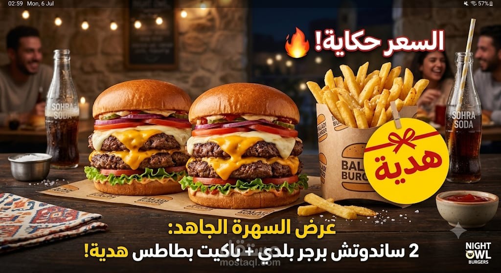 اعلان تسويقى ل سندوتشات البرجر