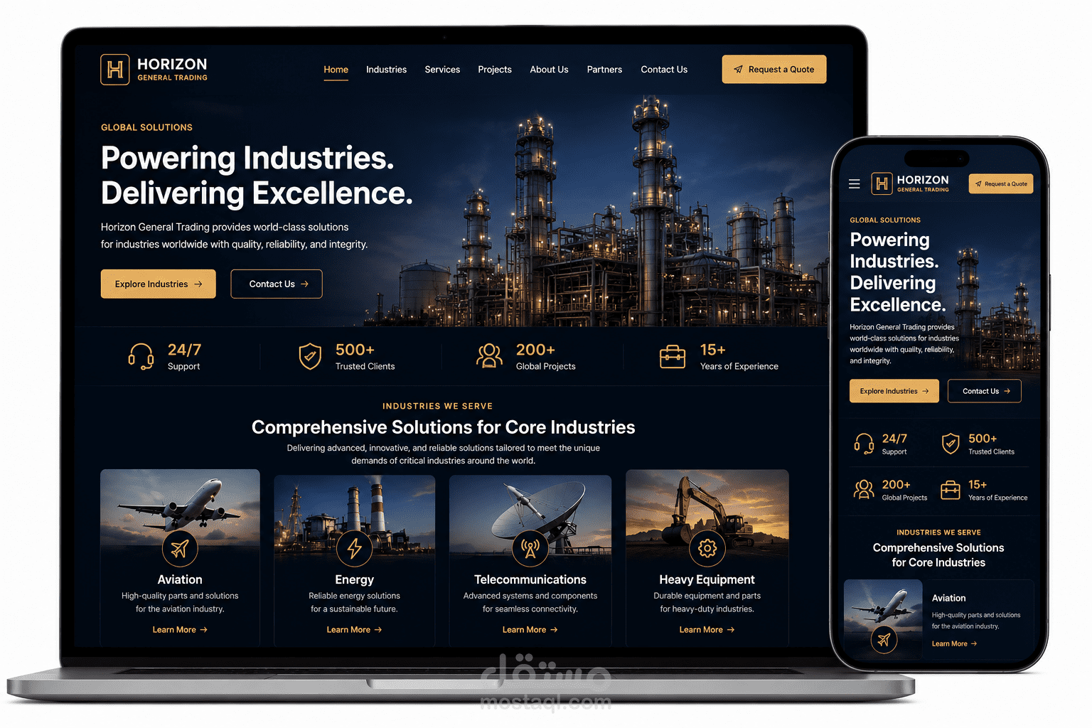 تطوير موقع احترافي لشركة Horizon General Trading للخدمات والحلول الصناعية