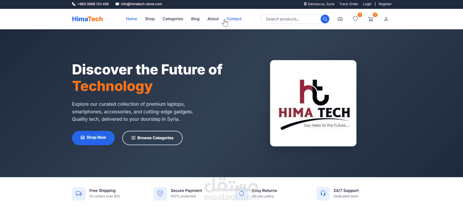 HimaTechNo Store – Front-End E-commerce Website