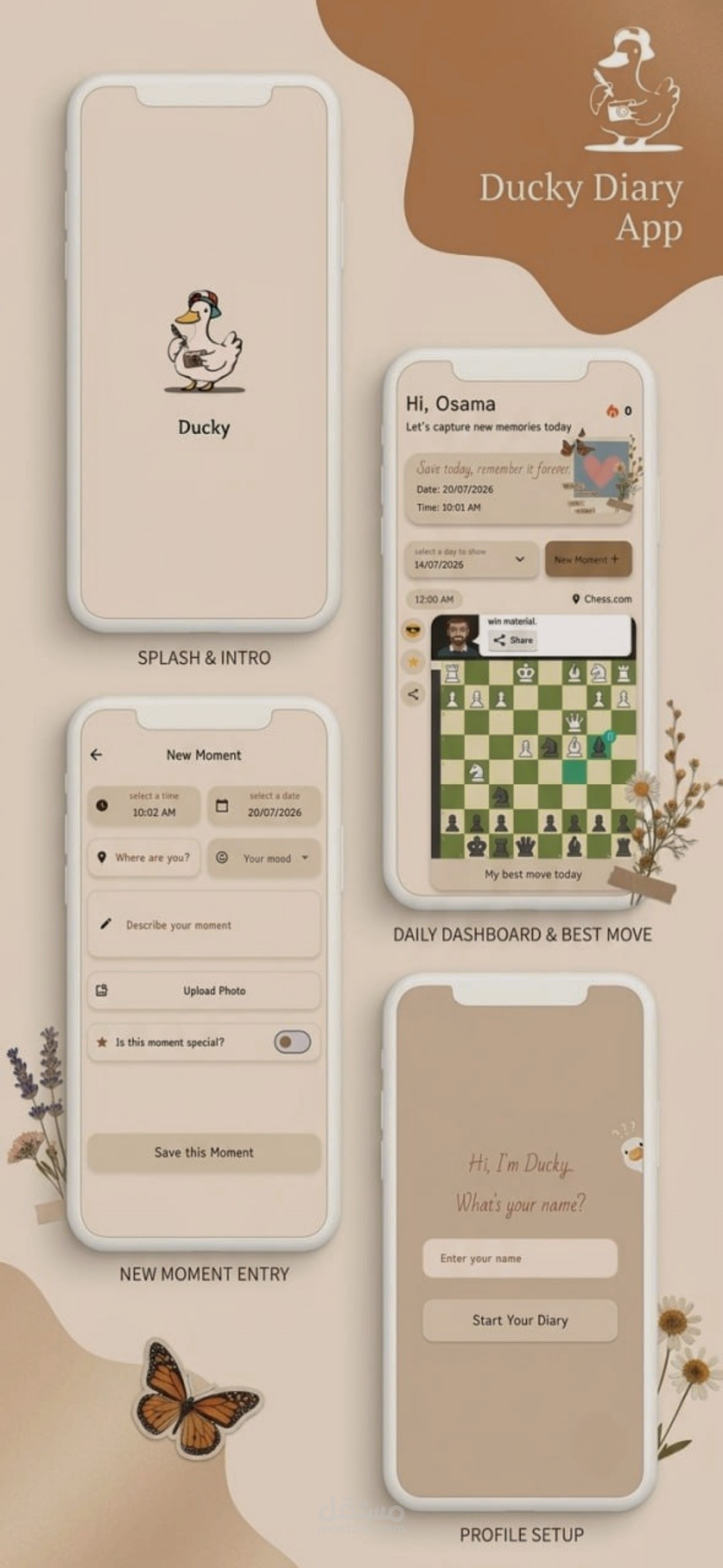 Ducky - تطبيق يوميات شخصية بـ Flutter و Firebase