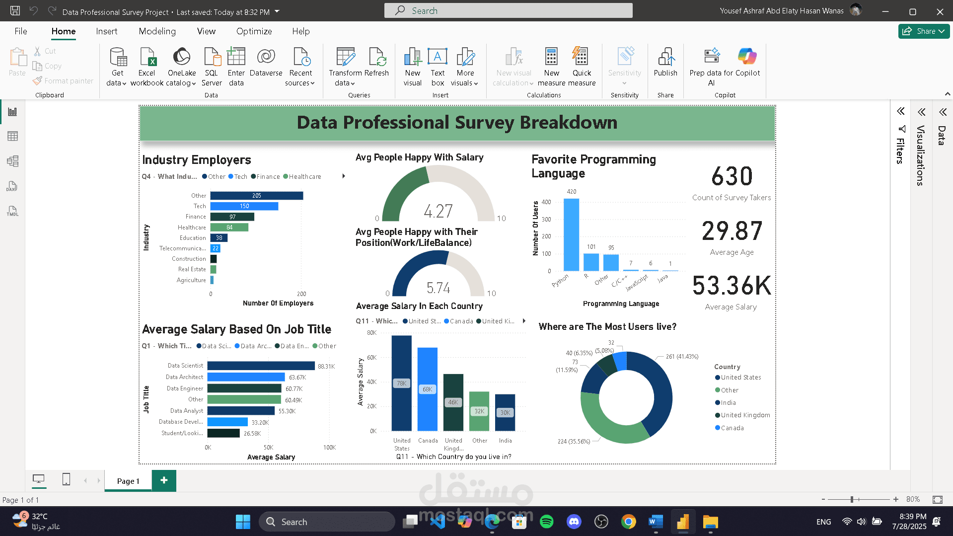 Data professional survey analysis
