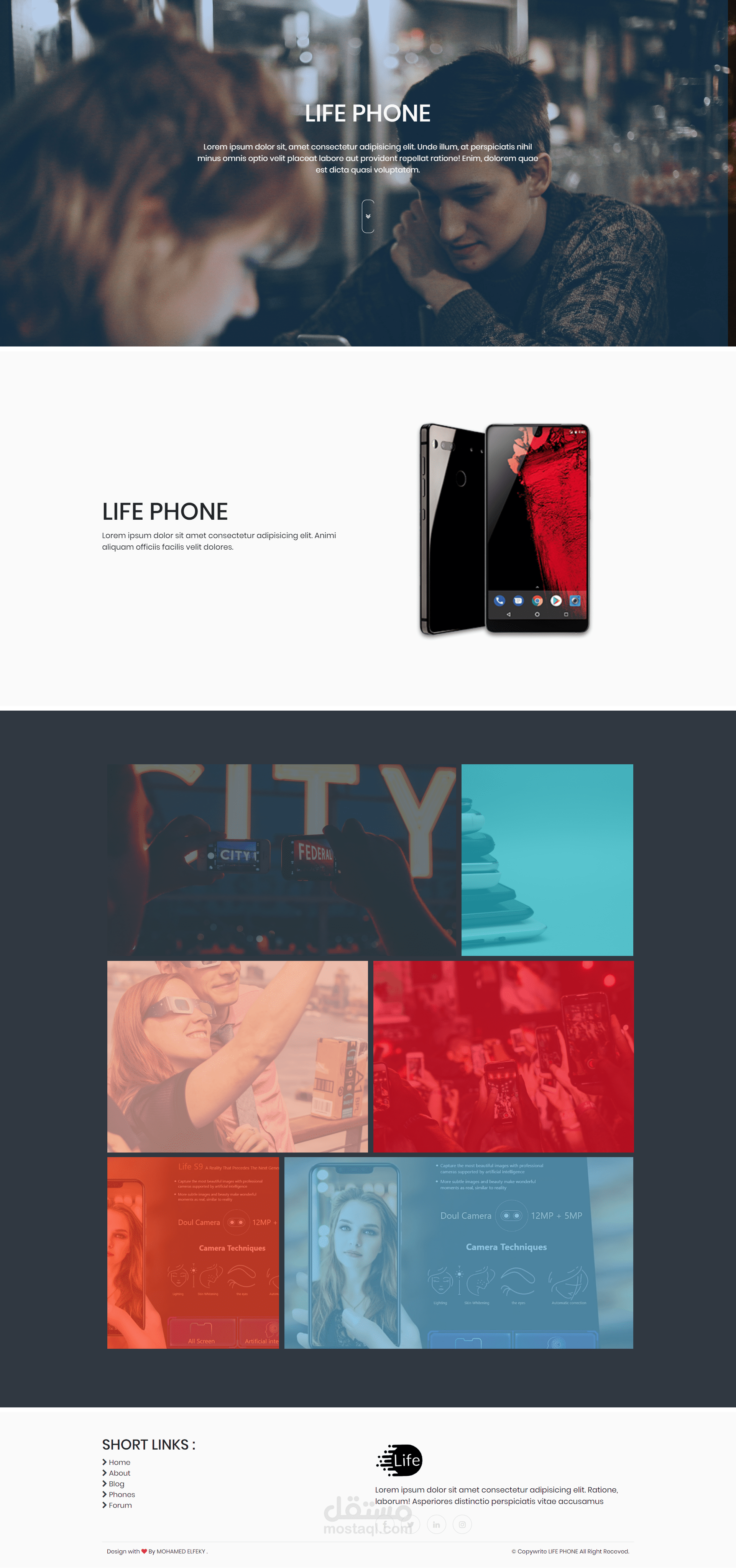 تصميم قالب موقع هواتف Life Phone