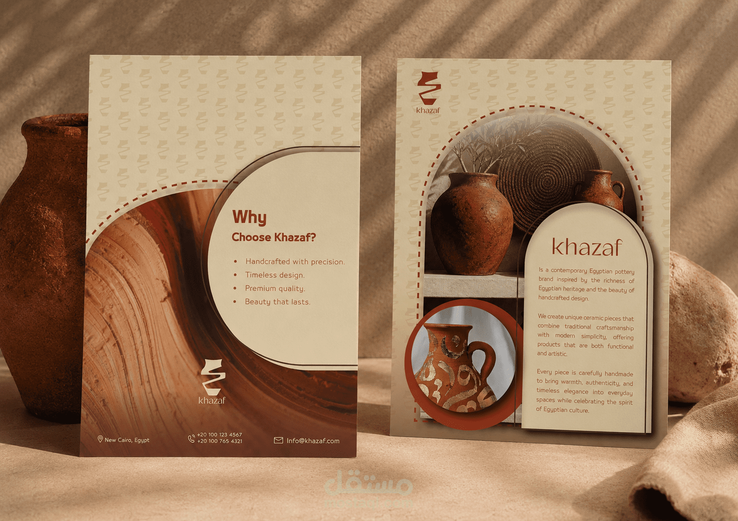تصميم فلاير ترويجي بأسلوب عصري مستوحى من الطابع التراثي