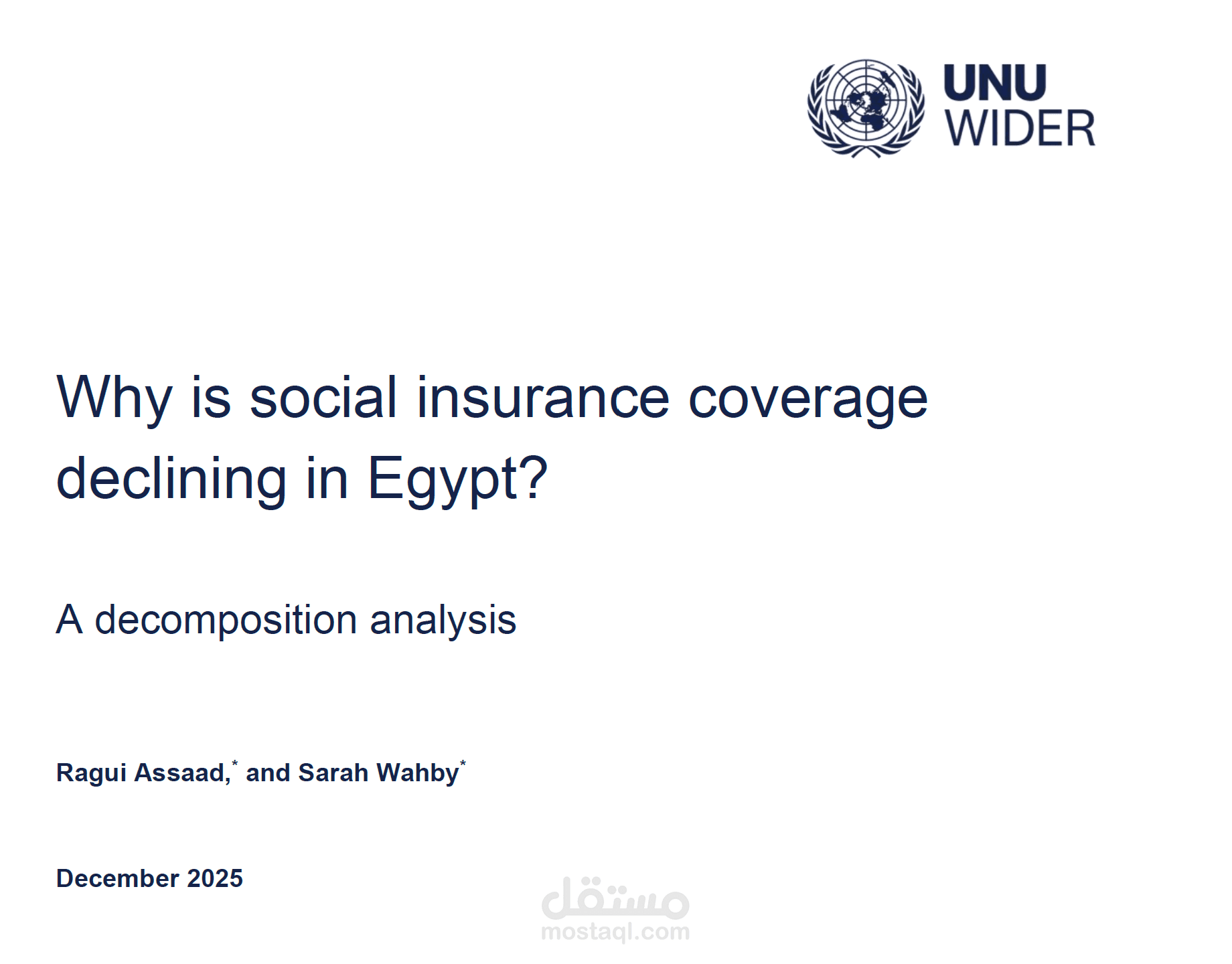 Why is Social Insurance Coverage Declining in Egypt? A Decomposition Analysis