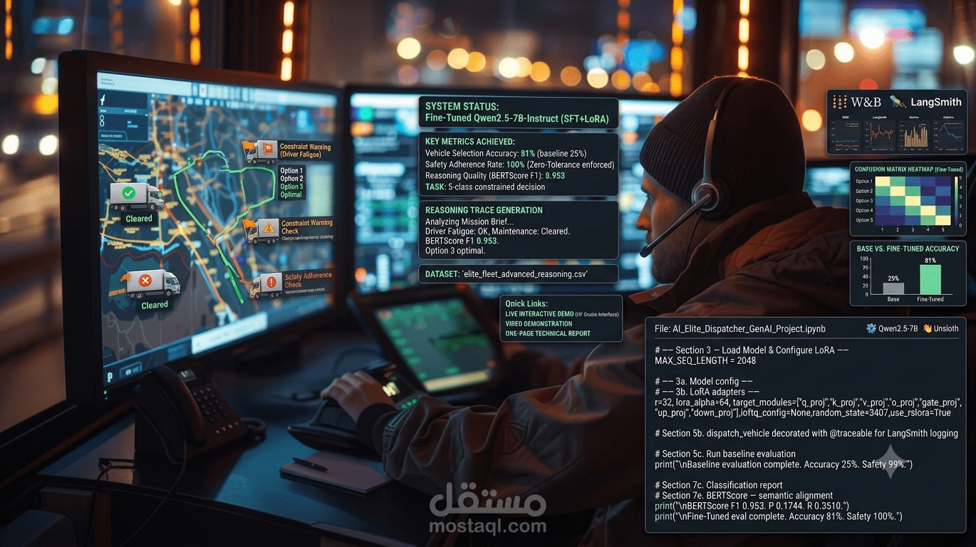 نظام ذكي لتوزيع المركبات باستخدام نموذج لغوي مضبوط: Gen AI Project (Fleet Dispatcher)