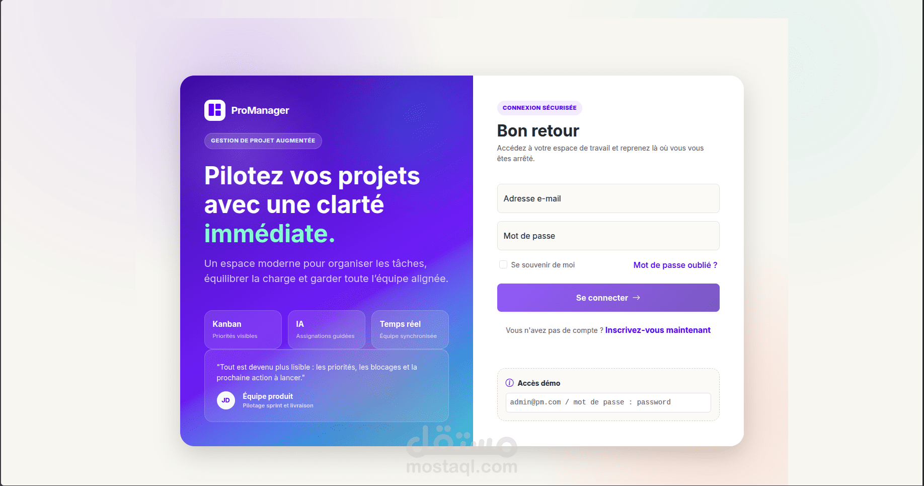 ProManager – نظام إدارة مشاريع Full-Stack بميزات ذكاء اصطناعي