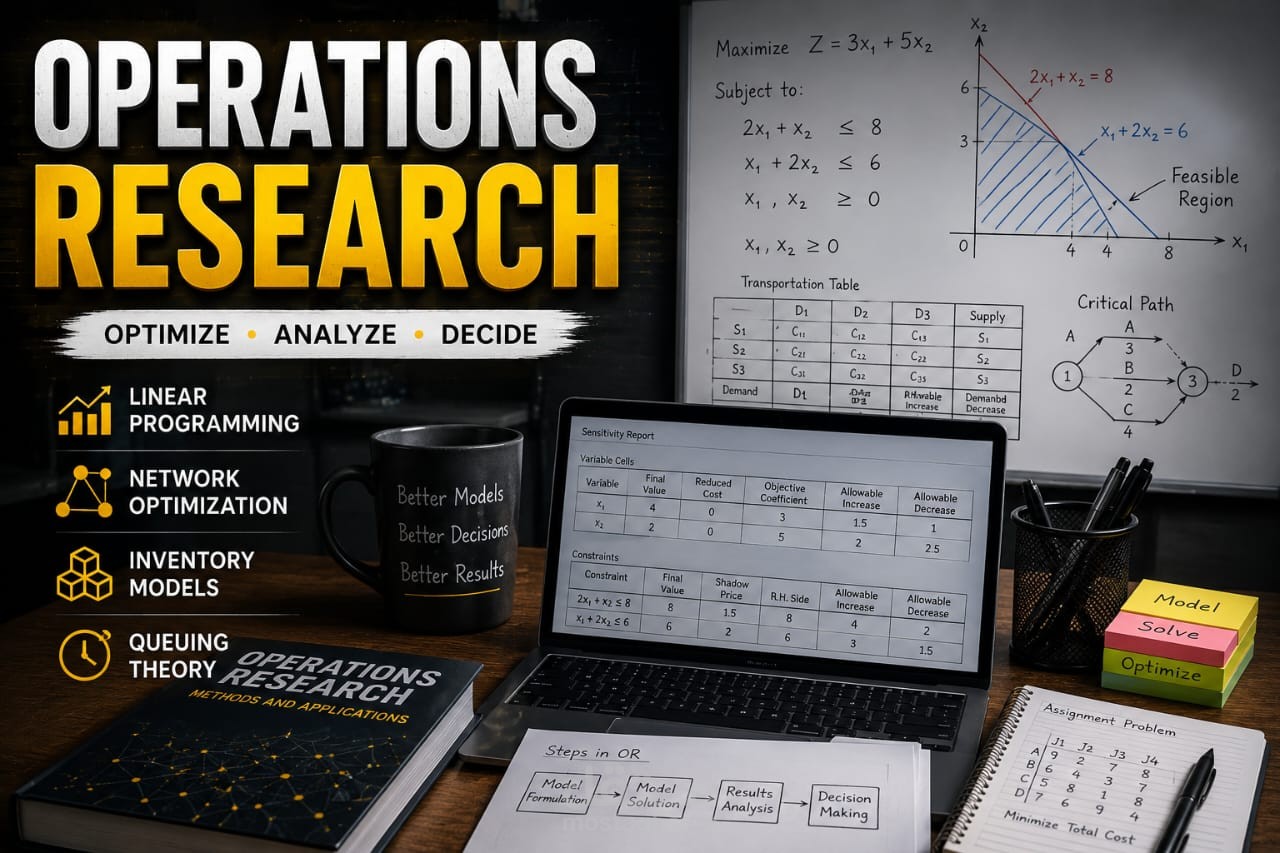 دورة شاملة في بحوث العمليات (Operation Research) وتبسيط النماذج الرياضية
