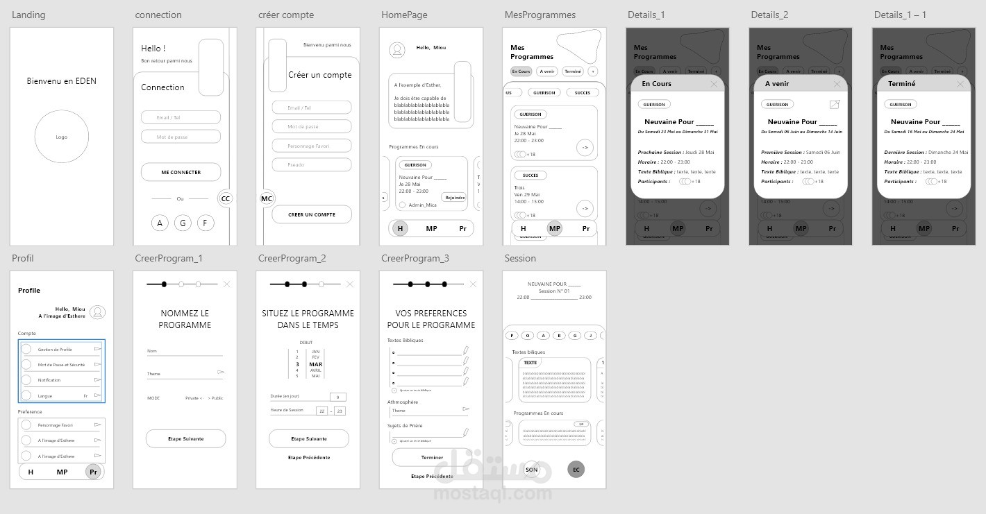 Eden application mobile de management de prière