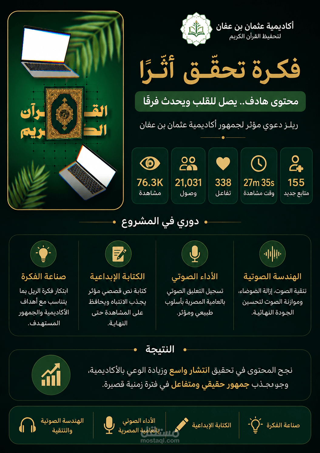 إنتاج مقطع صوتي مرئي تسويقي متكامل بالعامية المصرية لمنصة تعليمية