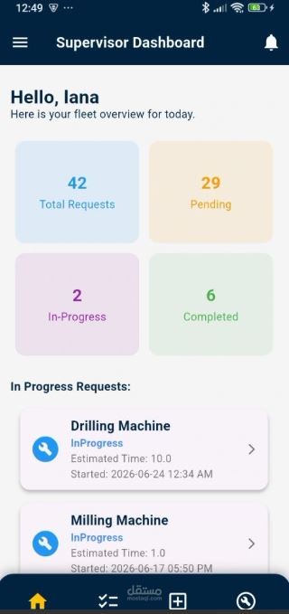 نظام إدارة صيانة متكامل - Backend و Flutter مع إشعارات فورية