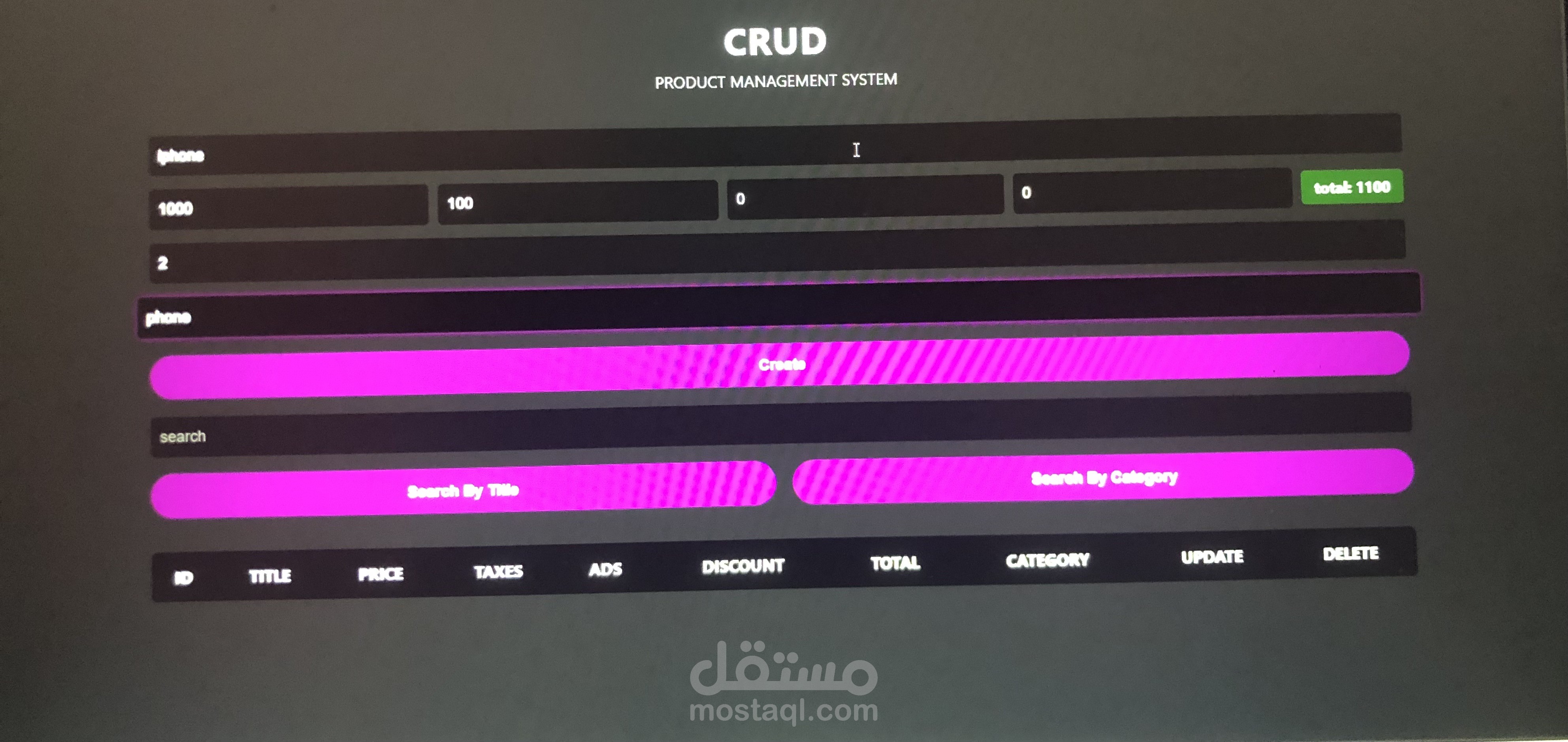 بناء تطبيق ويب لإدارة العمليات (CRUD) مع واجهة مستخدم متجاوبة