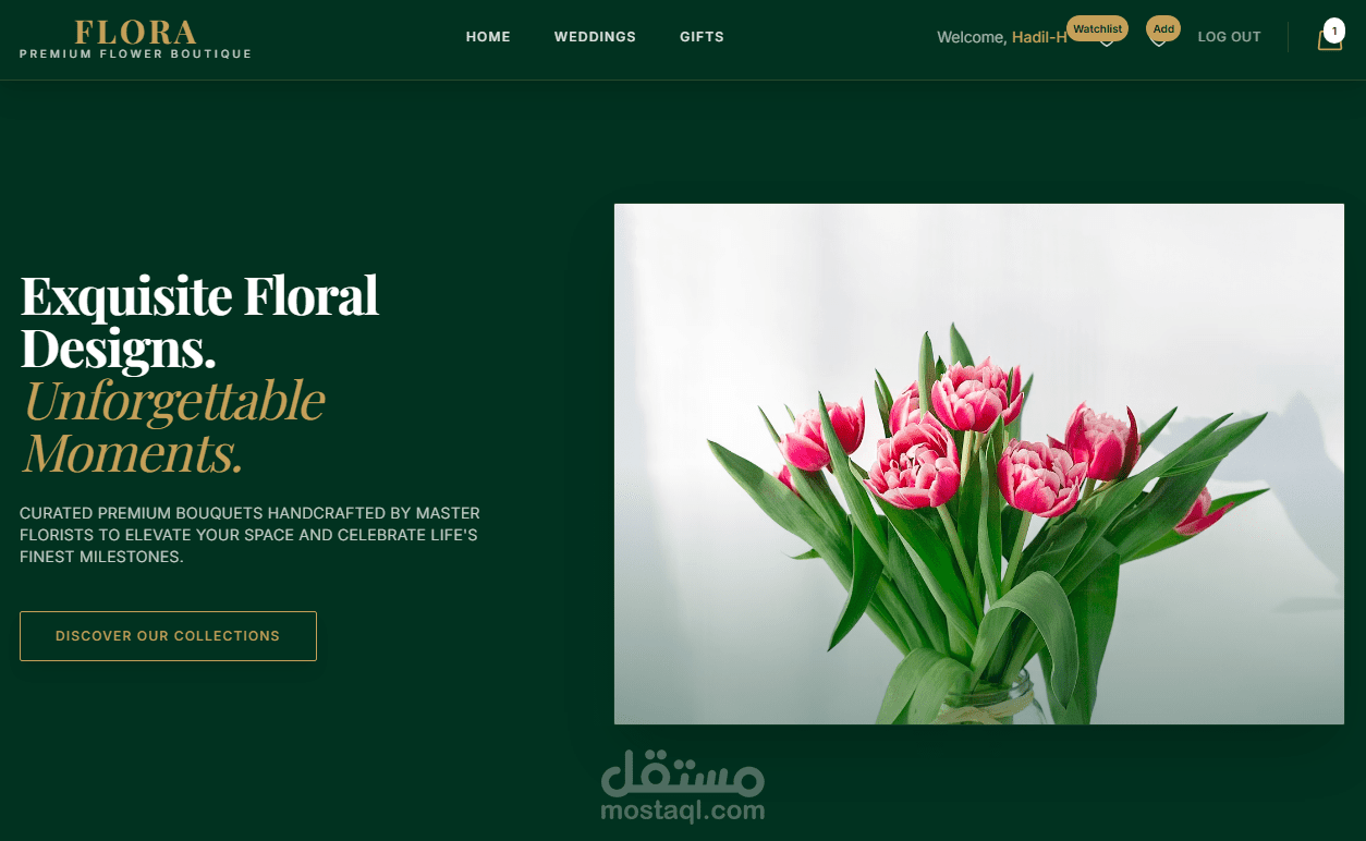 Flora | نظام متجر إلكتروني متكامل للورود الفاخرة (Full-Stack E-Commerce Platform)